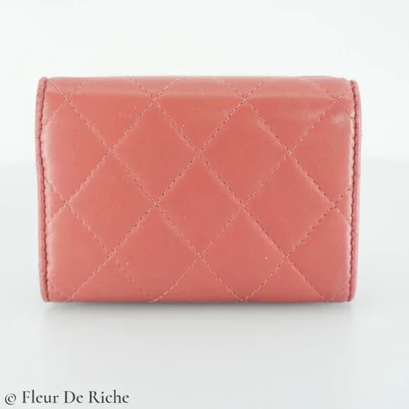 Chanel Classic Trifold Pink Flap Wallet Quilted Lambskin - Picture 3 of 10